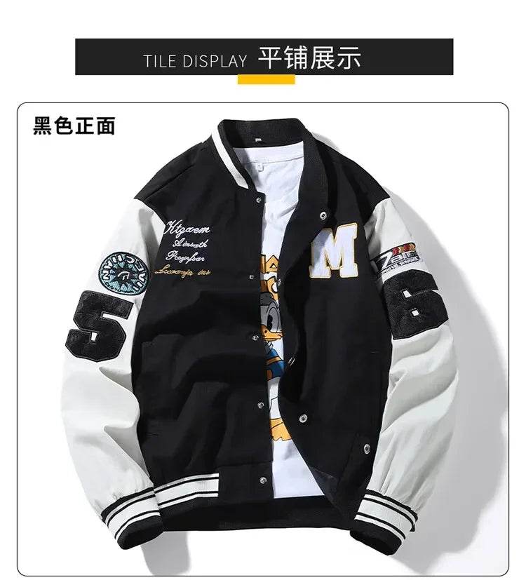 Mens Clothes Loose Fashion Baseball Uniform Outdoor Biker Travel Coat Men Loose Jacket Sportswear Motorcycle Jacket Men's Coat - AIAZ