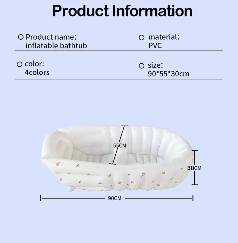 Baby Inflatable Bathtub, Portable Baby Bath Tub Non-slip Travel Bathtub Mini Air Swimming Pool Child Thick Folding Shower Tub