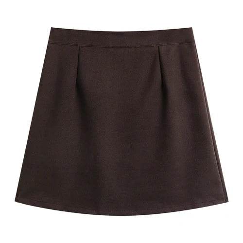 Skirts Women Solid A-line Sexy Prevalent Zipper Mini Skirts Daily Minimalist Fall Basic Street Style Korean Above Knee Clothes - AIAZ
