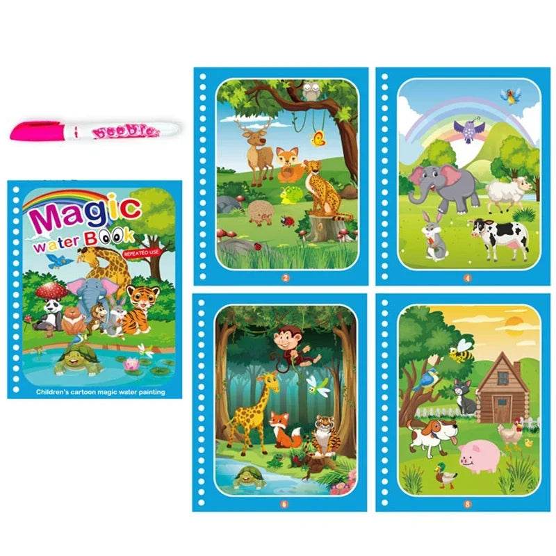 Children Early Education Toys Magical Book with Pen Water Drawing Toys Gift Reusable Coloring Book Magic Drawing Book - AIAZ