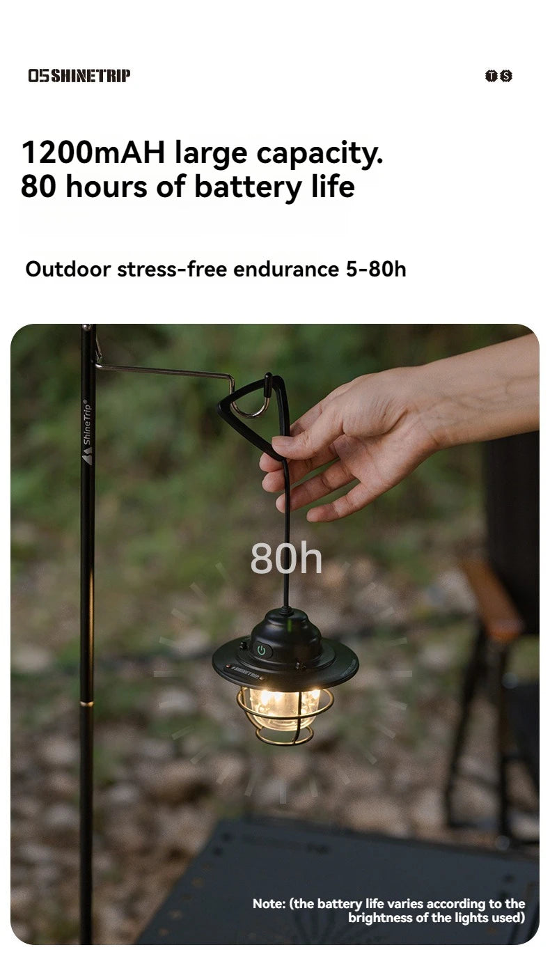 Shine Trip Outdoor Retro Smalldroplight, Campsite Lamp, Atmosphere Lamp, USB Charging Tent Light, LED Camping Hangling Lamp