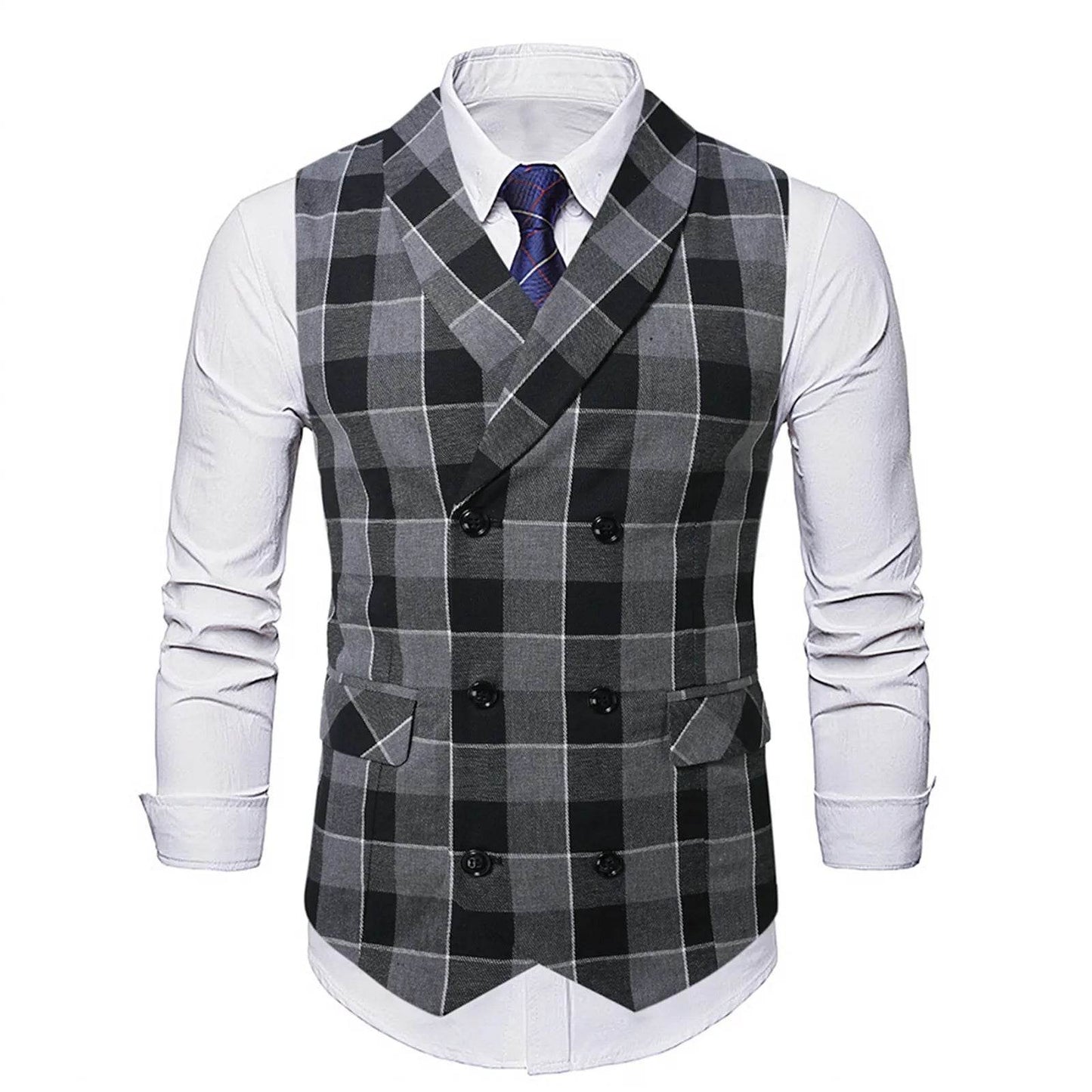 2025 Men's Spring Casual Single Button Suit Vest V Neck New Style British Men's Suit Vest Waistcoat Formal Business Suit Vest - AIAZ
