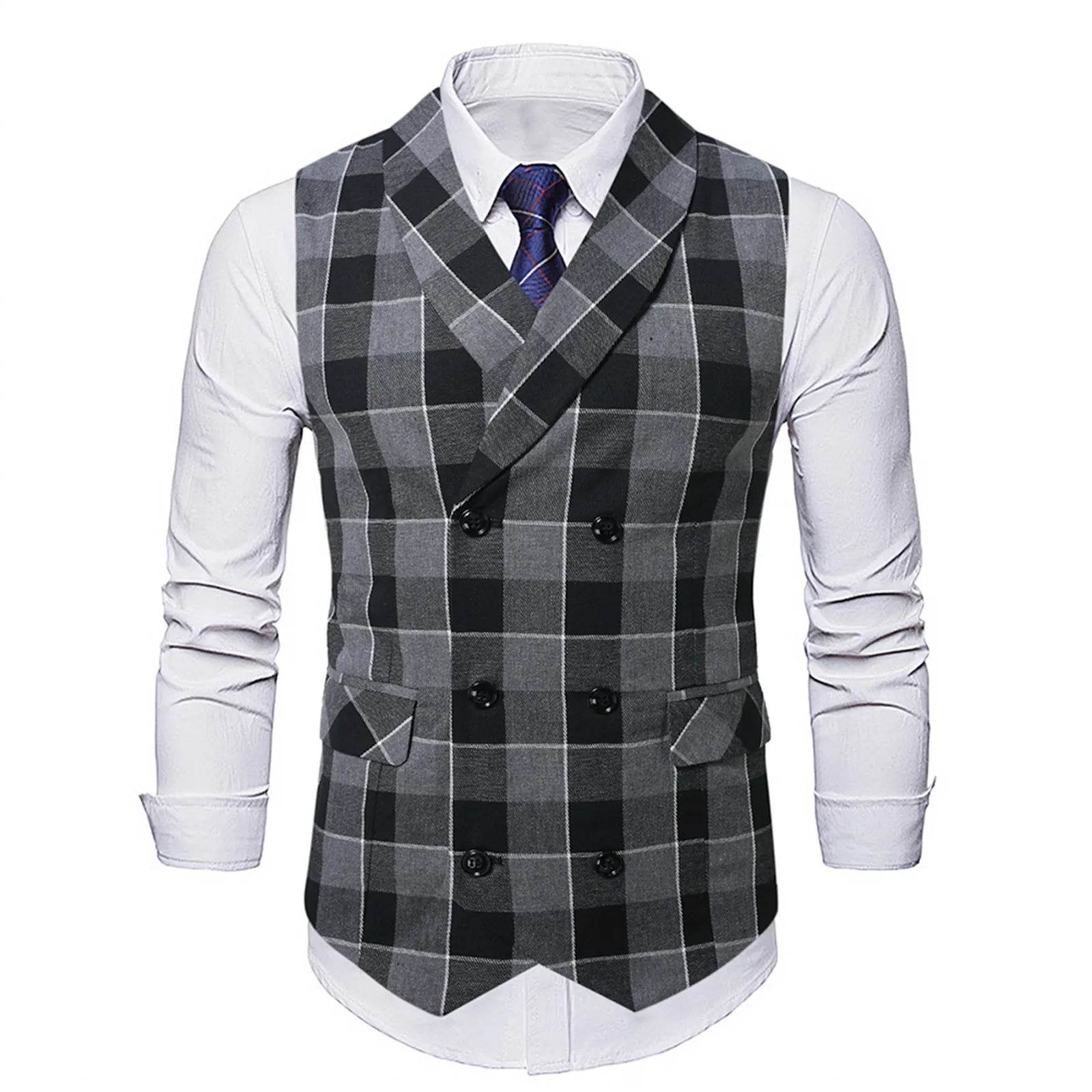 2025 Men's Spring Casual Single Button Suit Vest V Neck New Style British Men's Suit Vest Waistcoat Formal Business Suit Vest - AIAZ