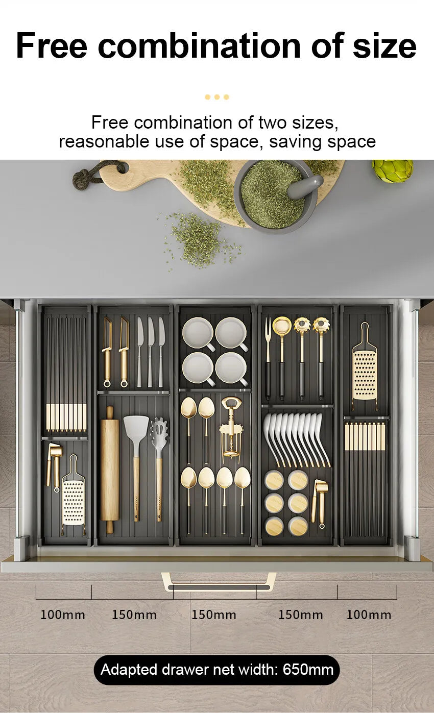 Adjustable Kitchen Dish Rack, Under Cabinet Drawer, Spoon, Chopsticks Storage Holder, Retractable Countertop, Sink Drying Shelf