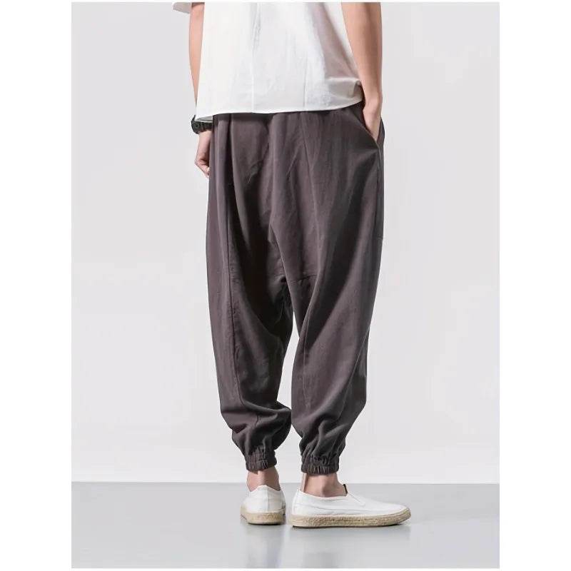 New Men Pants Fashion Solid Color Cross-pants Loose Style Streetwear Male Harem Pants - AIAZ