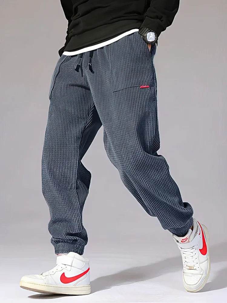 Baggy Corduroy Jogger Pants Men Tech Fleece Sweatpants Man Autumn Winter Casual Harem Pants Male Sport Thermal Trousers - AIAZ