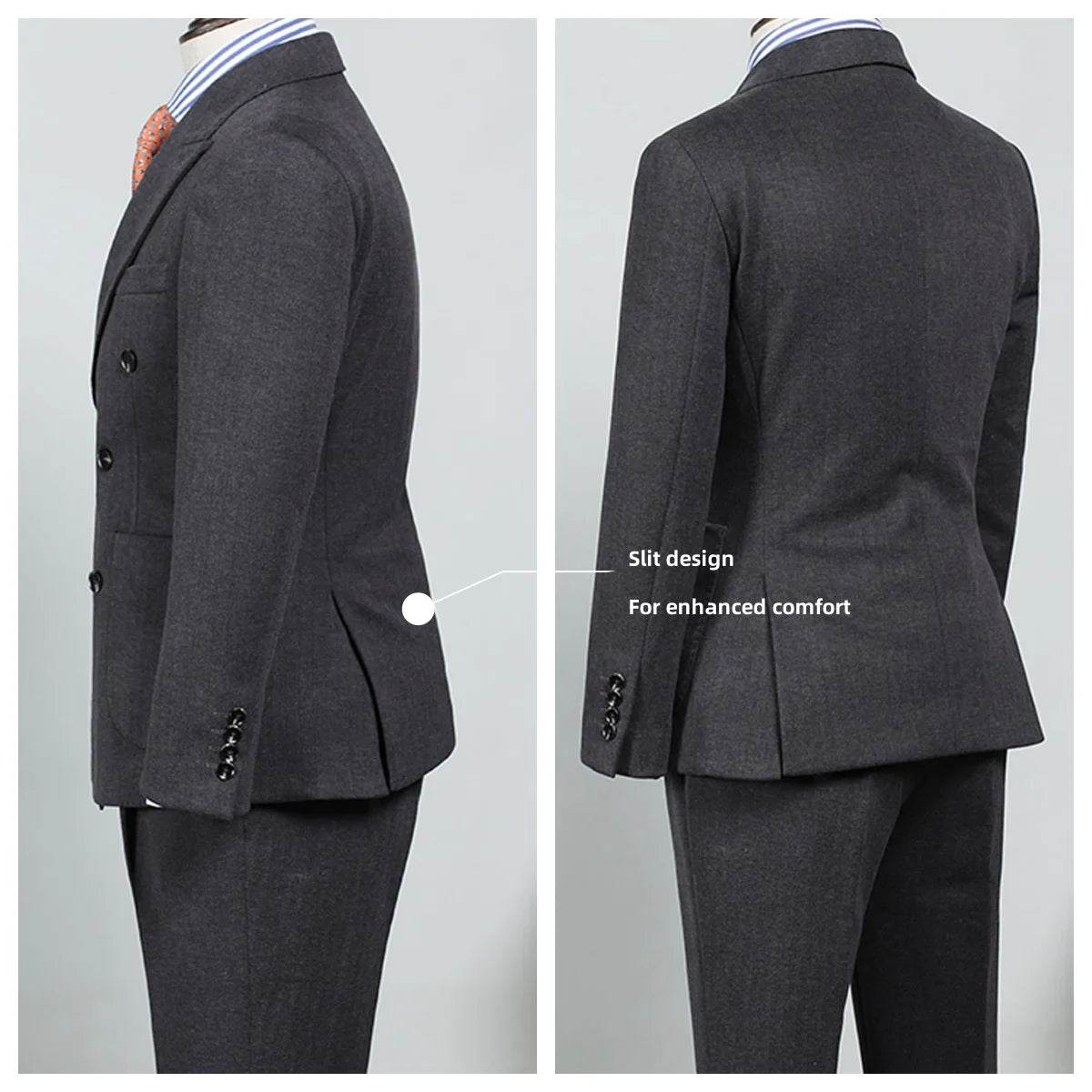 New Men's Suit 2 Piece Blazer Solid Color British Style Formal Business Work Clothes Party Groom Wedding Tuxedo Custom Color - AIAZ