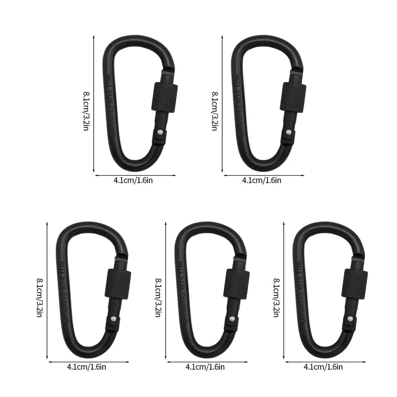 5pcs/set Tactical Carabiners Clips EDC Survival Climbing Carabiners Clip Quickdraw Clip Caribiner Hooks Karabiners Accessories