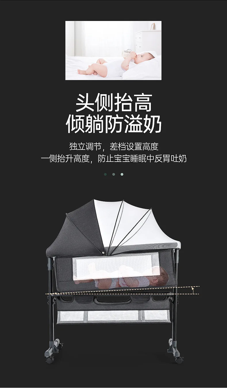 Crib Newborn Bed Splicing Big Bed Baby Crib Multi-functional Mobile Foldable