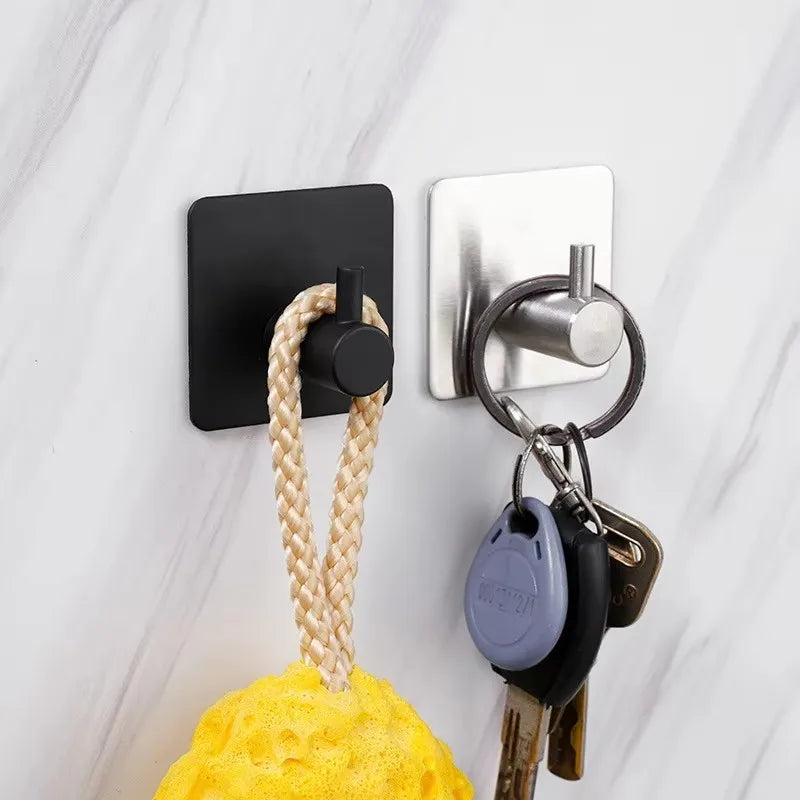 4/1pcs Black Self-Adhesive Wall Hooks for Hanging Keys Clothes Hanger Bathroom Door Robe Hook Coat Rack Towel Holder Accessories