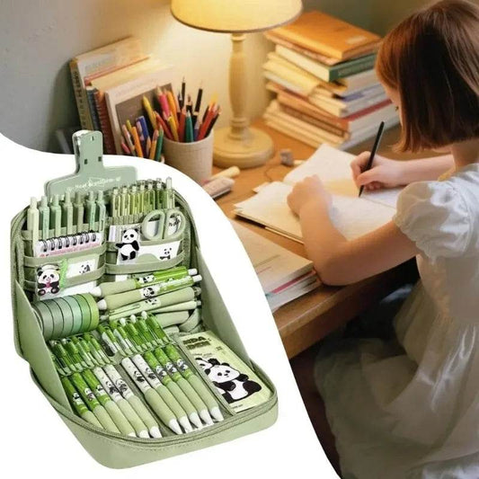 Stationery Set Panda Theme School Supplies Cute School Supplies Stationery Set Ruler Notebook Keychain Pencil Case Label Tag - AIAZ
