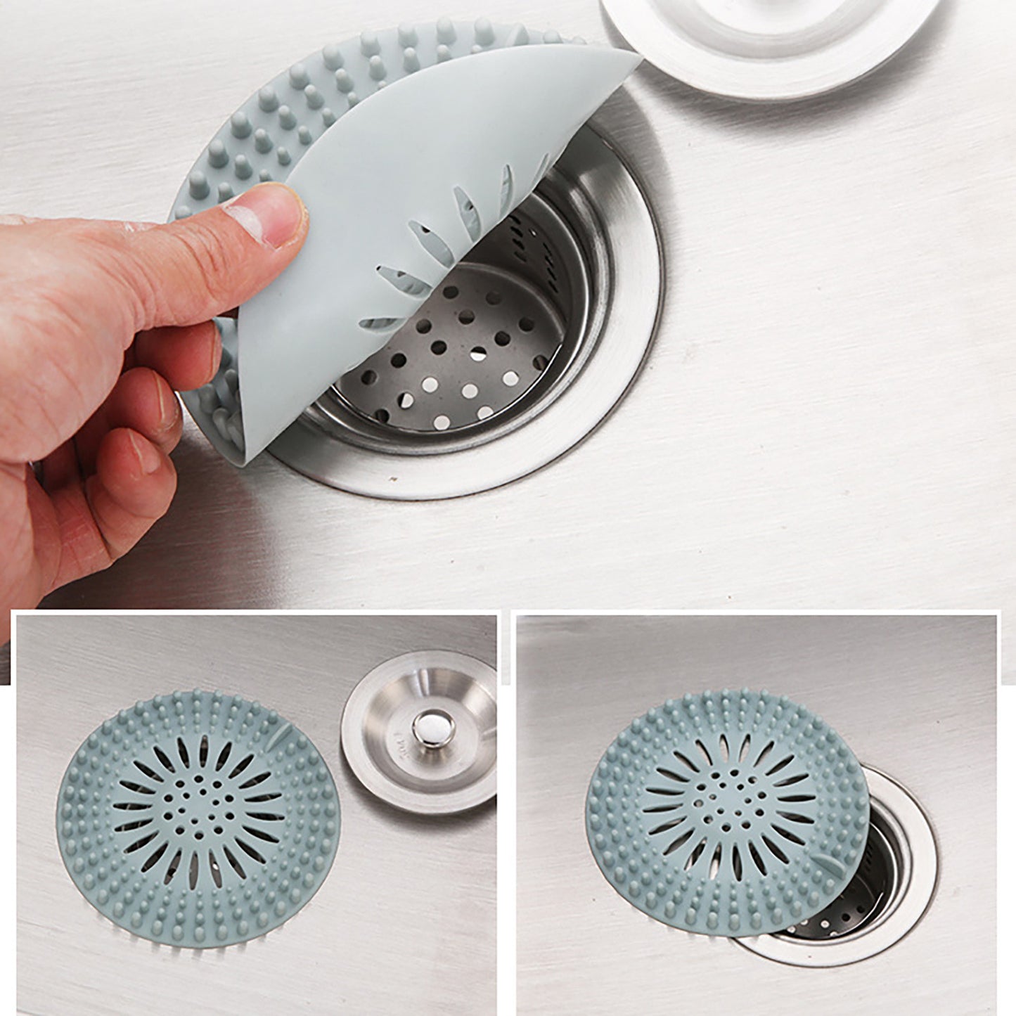 Silicone Drain Hair Catcher with Suction Cup Shower Bathtub Drain Strainer Hair Filter Drain Sink Strainer Bathroom Accessories