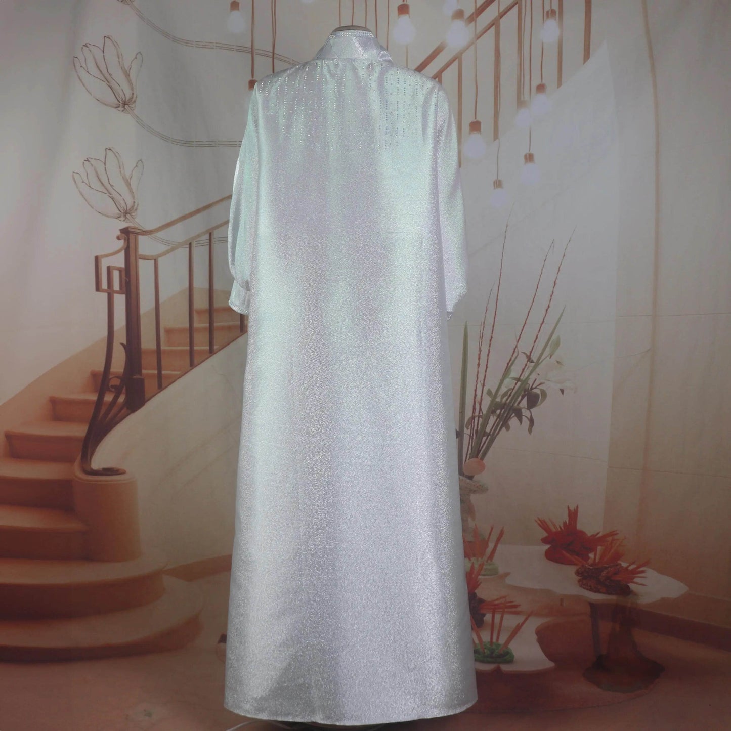 fashion turkey dresses for woman luxury elegant 2025 V-neck rhinestones dresses for church boubou african dresses - AIAZ