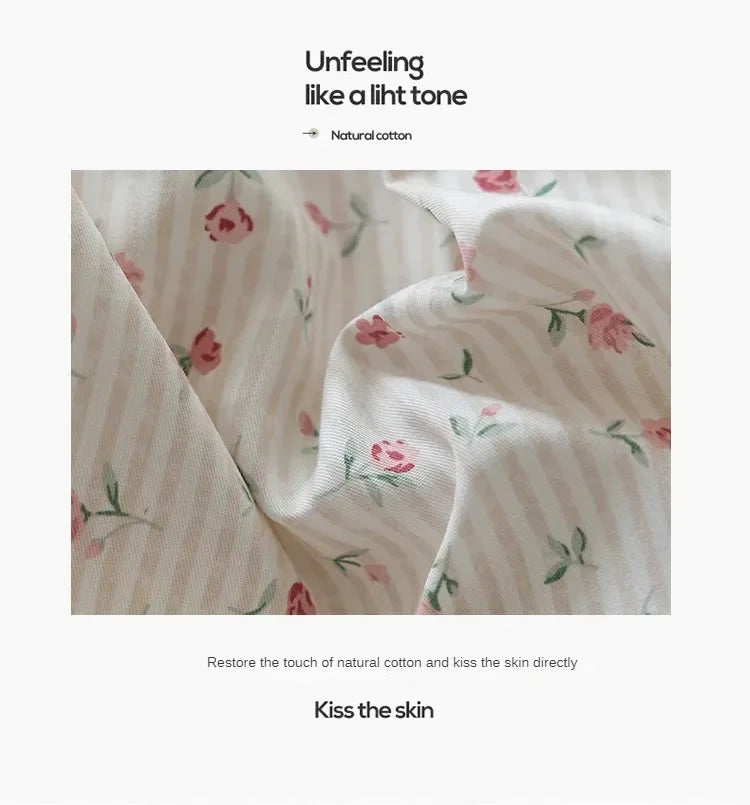 100% Cotton Bedding Set Flower Style Duvet Cover with Pillow Case Single Bedding Set Skincare Sheet Set