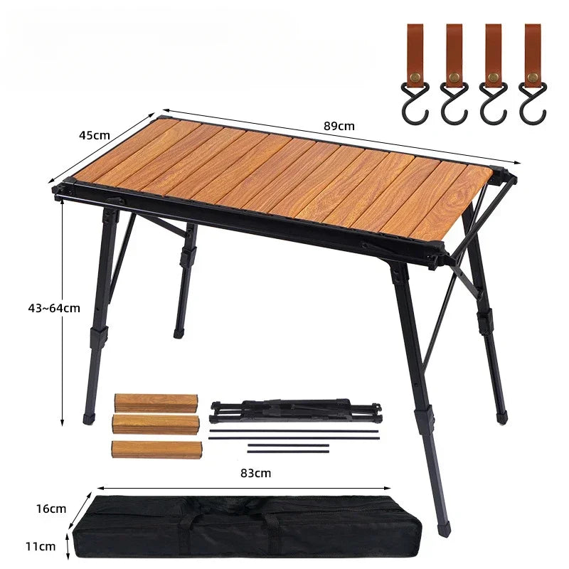 MOUNTAINHIKER Folding Camping IGT Table Wood Lightweight Camp BBQ Grill Table Removable Outdoor Picnic Fishing Camping Table