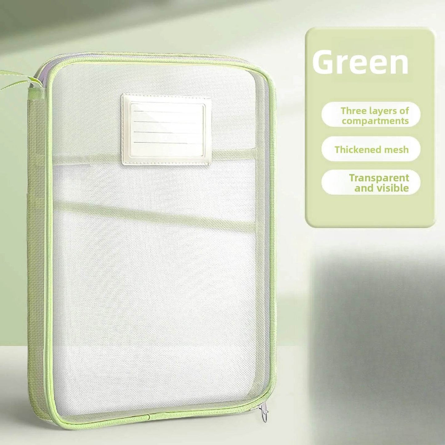 A4 Book Bag for School Double Layer Mesh Organizer Large Capacity Student Essentials Textbooks Folders Storage School Supplies - AIAZ