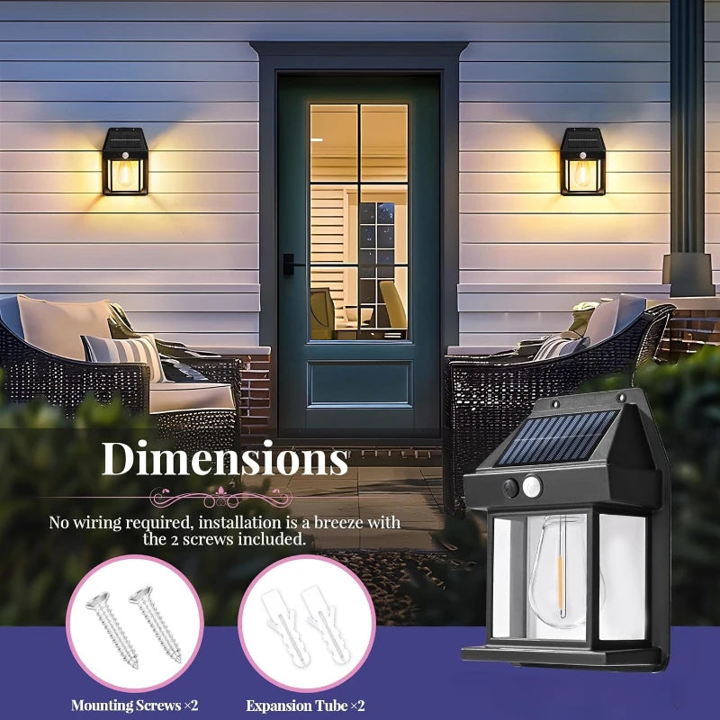 Solar Lights Outdoor Waterproof Solar Porch Lights for Door Patio Yard Outside Decorative Motion Sensor with 3 Lighting Modes