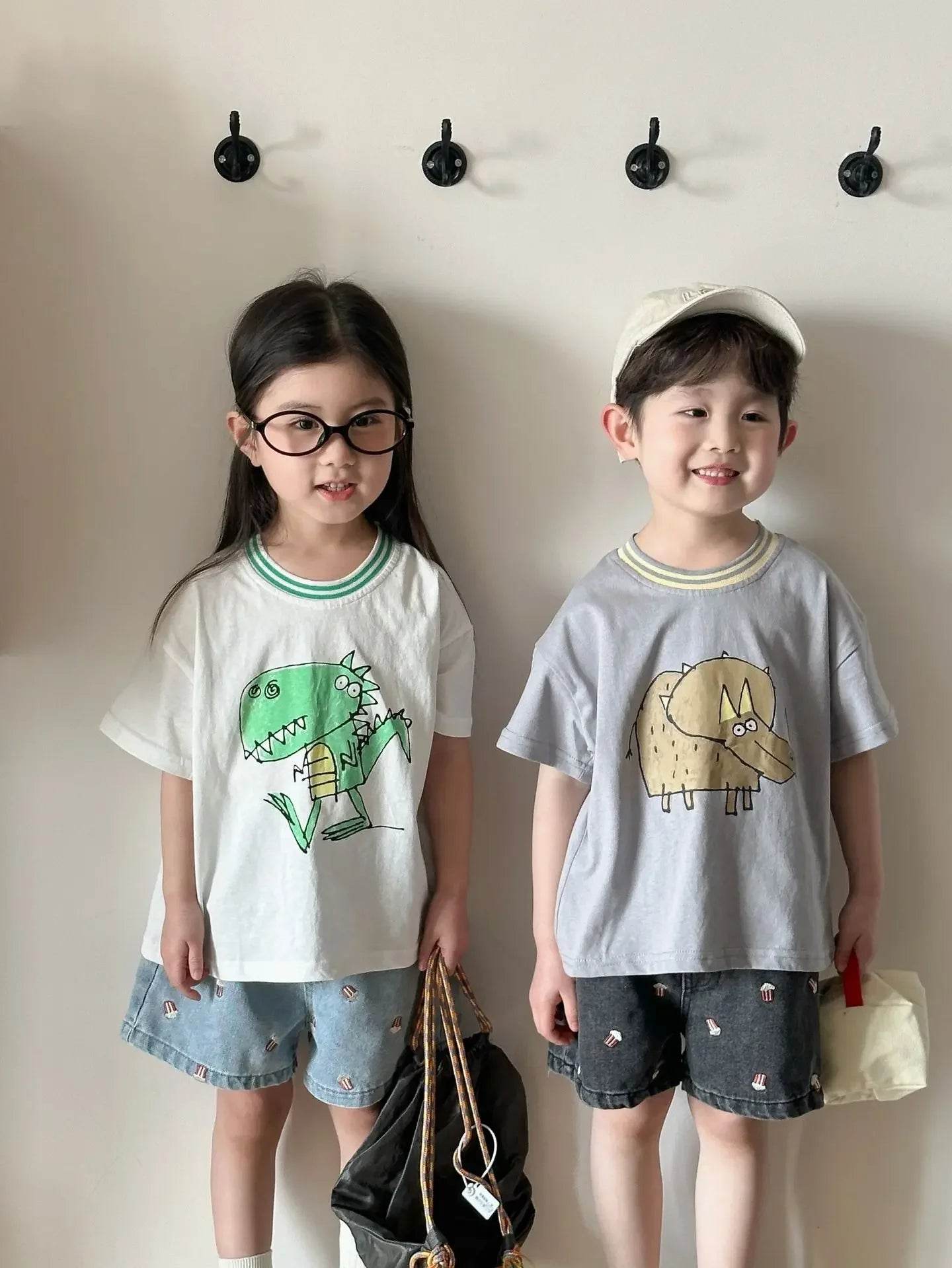 Fashion Cartoob Print Denim Kids Shorts Girls Pants Summer 2025 New Boys Summer Clothes Baby Loose Casual Pants - AIAZ