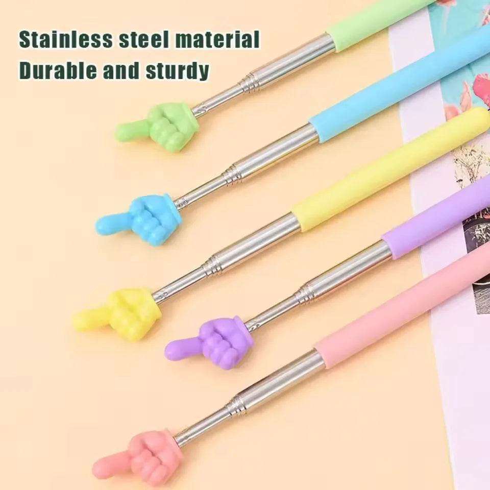Stainless Steel Teaching Pointer Telescopic Rod Finger Design Teaching Stick Finger Reading Sticks School Office Supplies - AIAZ
