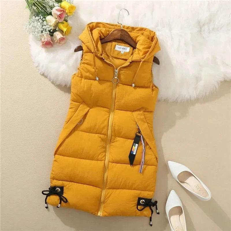 Autumn Women Vest Winter Puffer Parkas Coat 2023 New Casual Pocket Hooded Waistcoat Female Sleeveless Jacket Outerwear - AIAZ