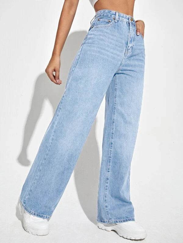 2024 new women's wear European and American loose Denim wide leg pants slimming high waist all-match jeans for women - AIAZ
