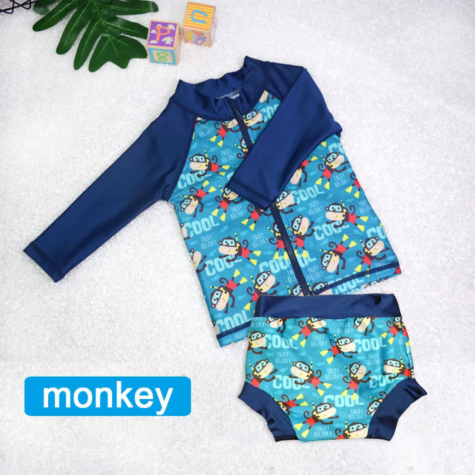 Eezkoala Infant Swimsuit UV 50 Resistant  and Long Sleeve Zipper Baby Swimwear Rash Vest for Toddler  Swimming Suit for  Kids