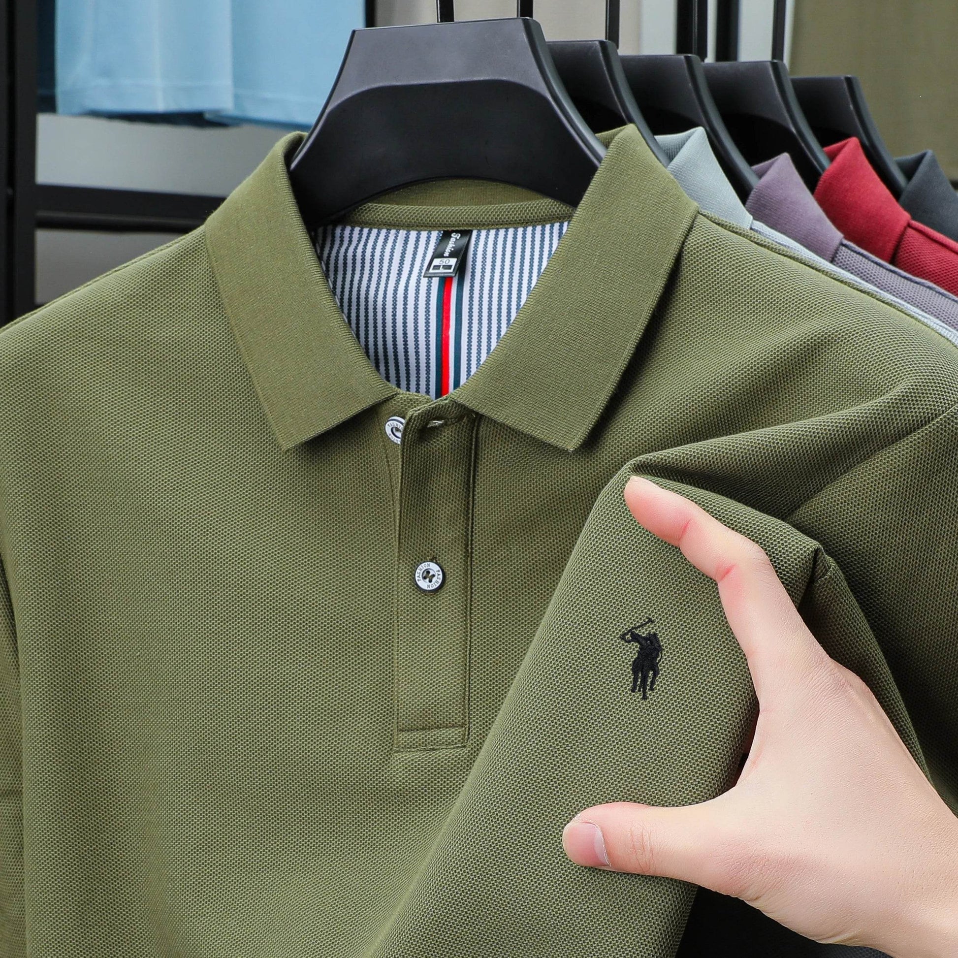 100% pure cotton summer new fashionable men's shortsleeved luxury customized business polo shirt exquisite embroidery Tshirt top - AIAZ