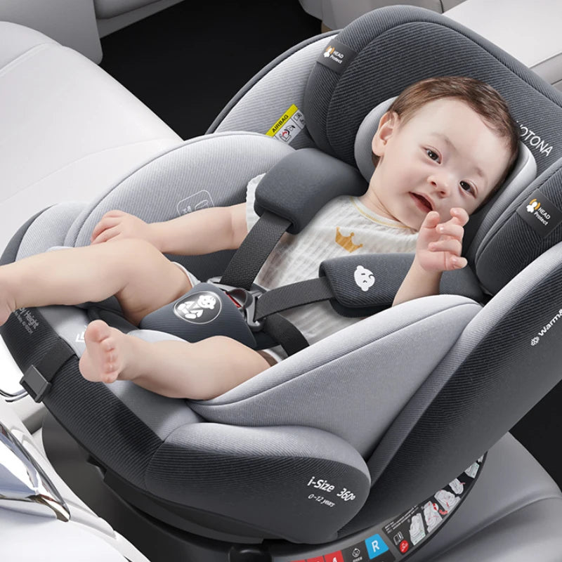 360°Rotating Baby Car Seat 0-12Yrs ISOFIX Child Safety Seat 5-Point Harness Lie-Flat Infant Carrier with Side Impact Protection
