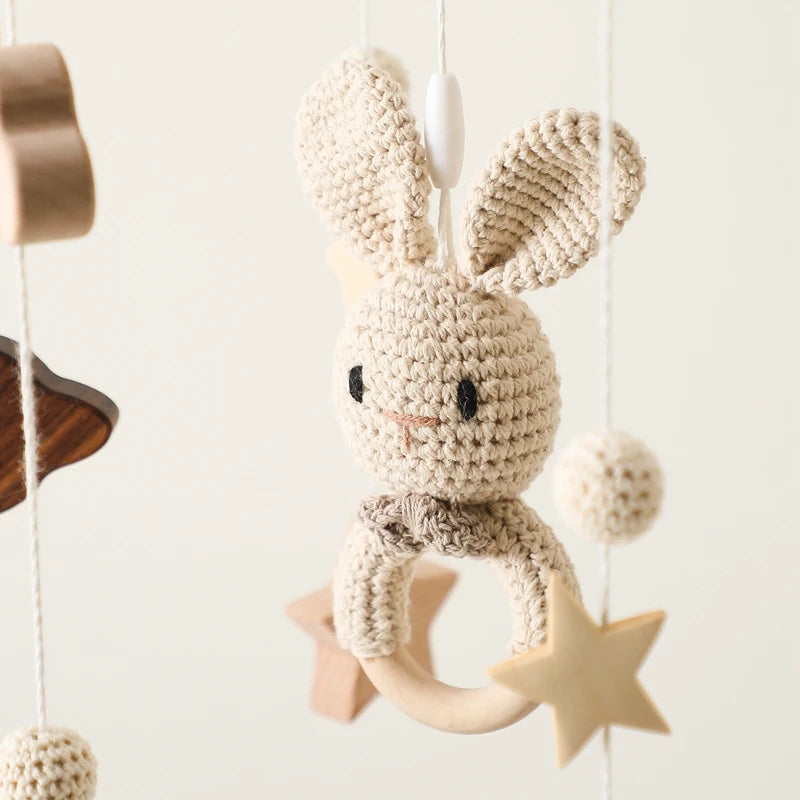 3pc/set Baby Wooden Bed Bell Bracket Mobile Hanging Rattles Toy Hanger Baby Crib Mobile Bed Bell Wood Toy Holder Arm Bracket