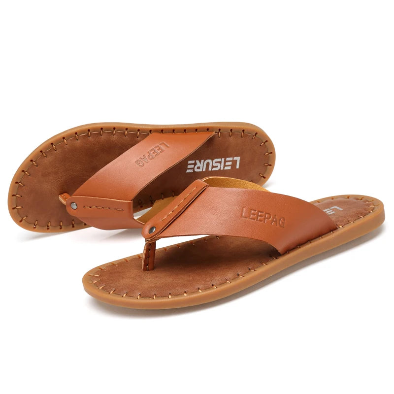 2024 Hot Selling Summer Anti Slip Men's Flip Flops Beach Camping Shoes Men's Home Flat Shoes High-quality Handmade Soles