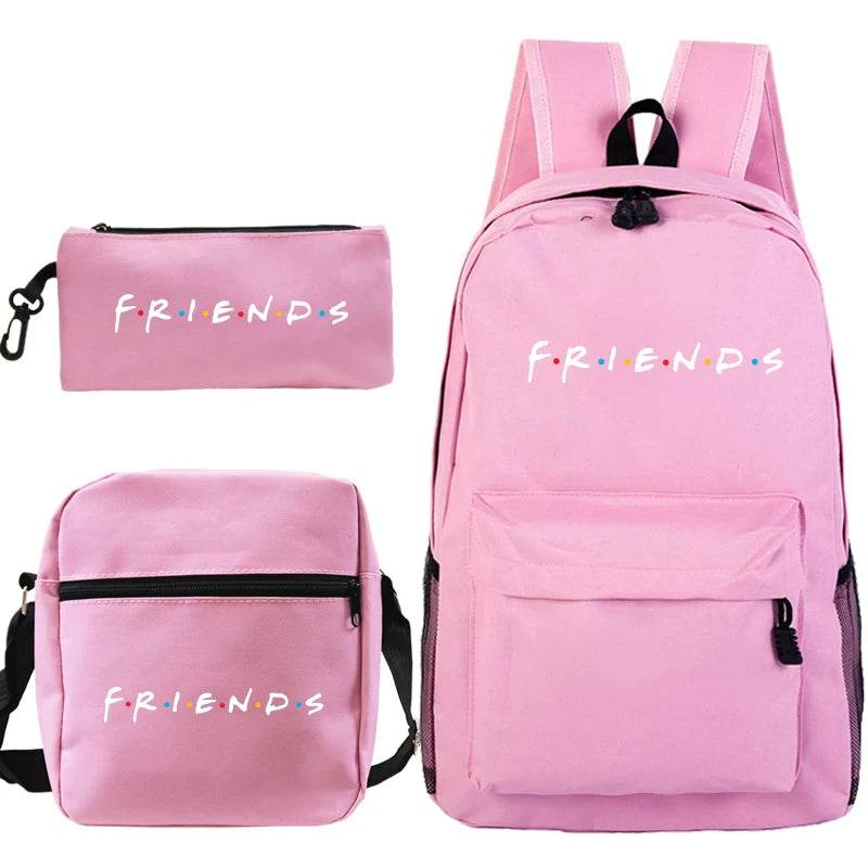 3 Pcs Set Backpack Girls Boys Mujer TV Friends Print Backpacks Fashion School Bags Teenage Friends Knapsack Children Book Bags - AIAZ