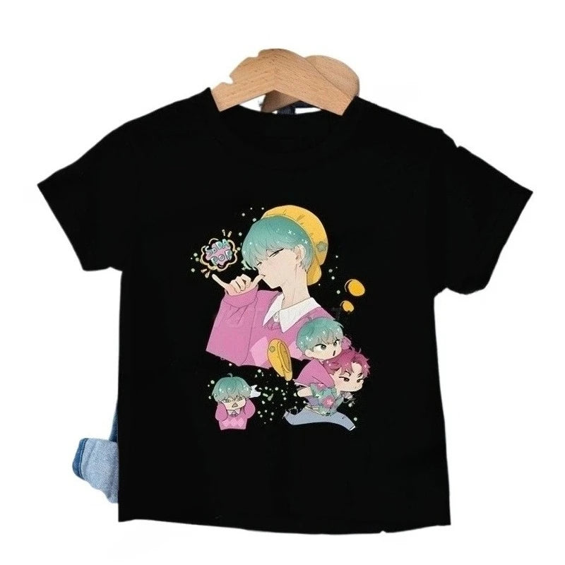KPop Demon Hunters Saja Boys T-shirt Tops New Fashion Casual Kids T-shirt Short Sleeve Kids Soda Pop Cartoon Harajuku Tee