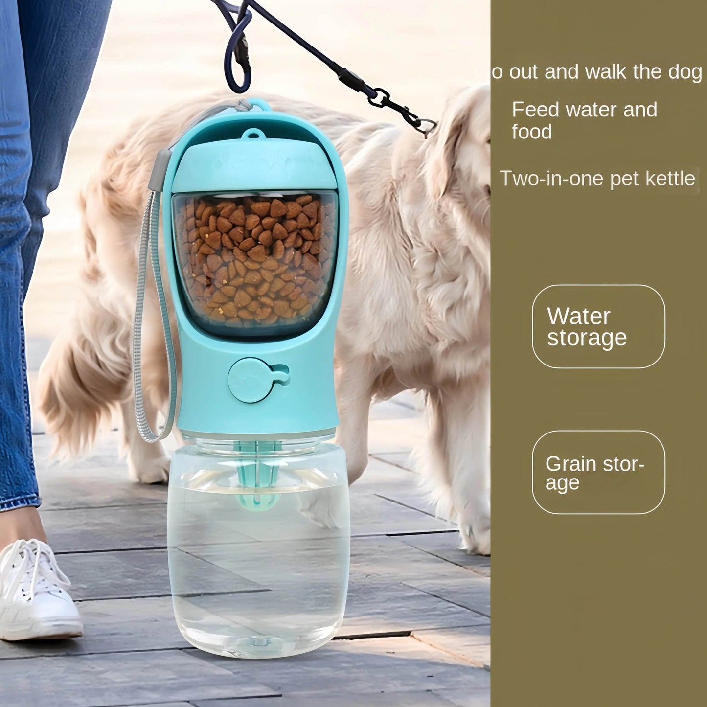 Portable Dog Cat Water Bottle with Storage Food and Water Container for Puppy Pets dogs Feeder Bowl Outdoor Travel Pet supplies - AIAZ