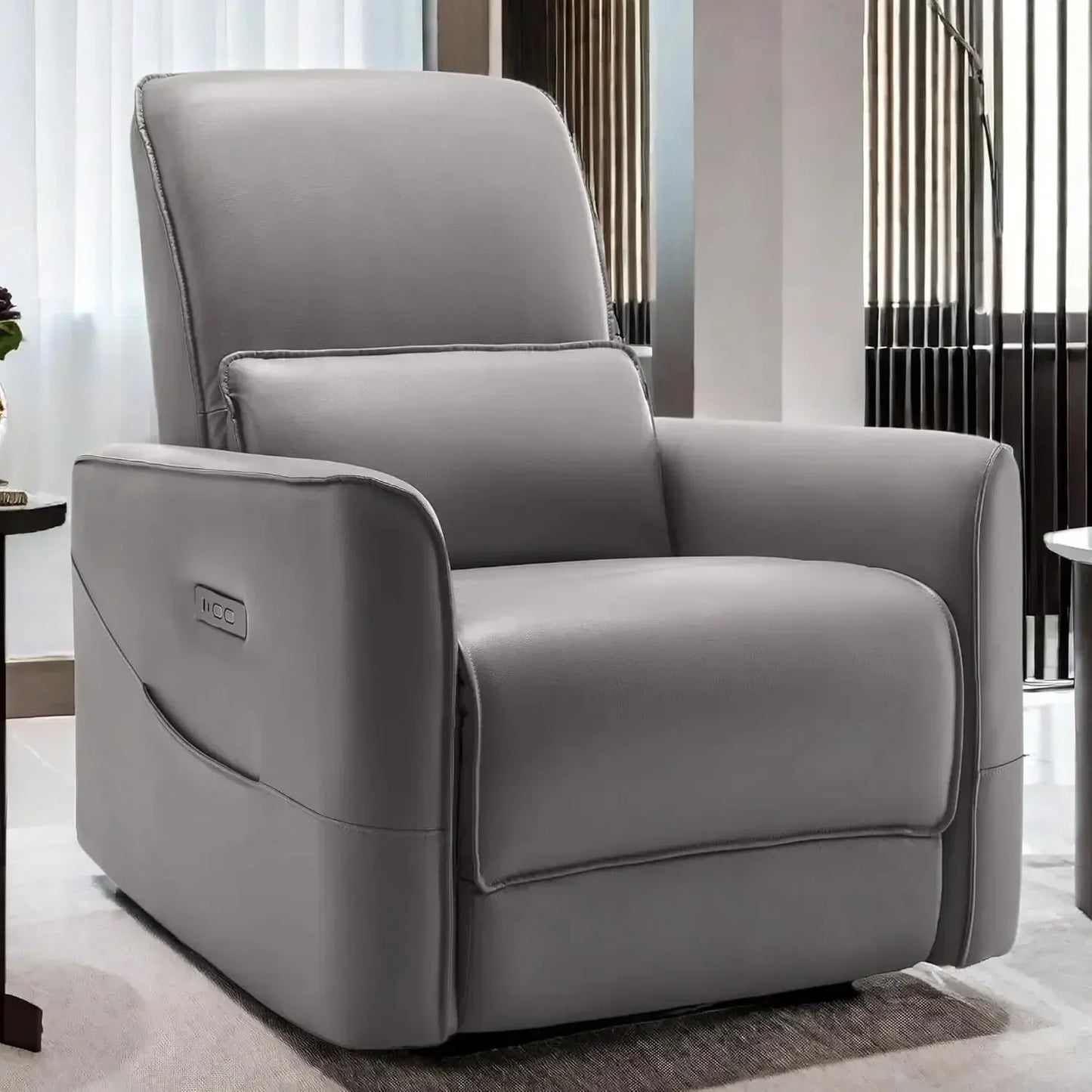 Nordic Minimalist Electric Swivel Recliner Chair, Power Rocker, Glider Nursery,Rocking of Faux Leather