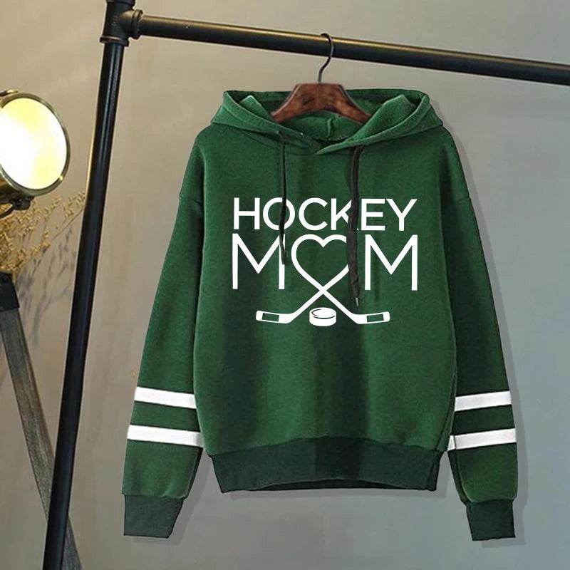 Fashion Women'S Hooded Autumn And Winter Fleece Stripe Hoodies/Sweater For Women Casual Hockey Mom Printed Long Sleeve Pullover - AIAZ