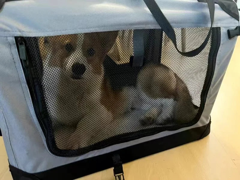 Dog Cage Car Kennel Outing Carrying Bag Pet Luggage Car Travel Cage Cat and Dog Cage Folding Medium and Large Dogs