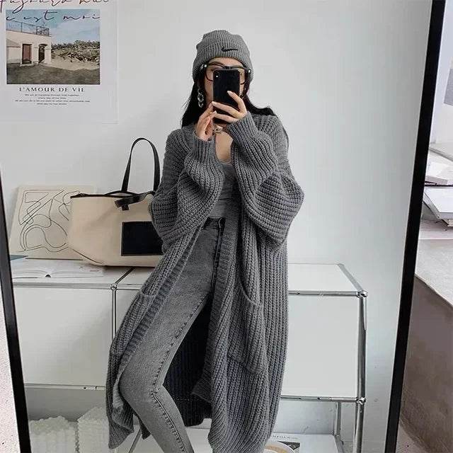 Women Long Cardigan Spring Knitted Loose V-neck Autumn Winter Elegant Sweet Outerwear Ladies Sweater Coat Soft Jacket Y2K 2025 - AIAZ