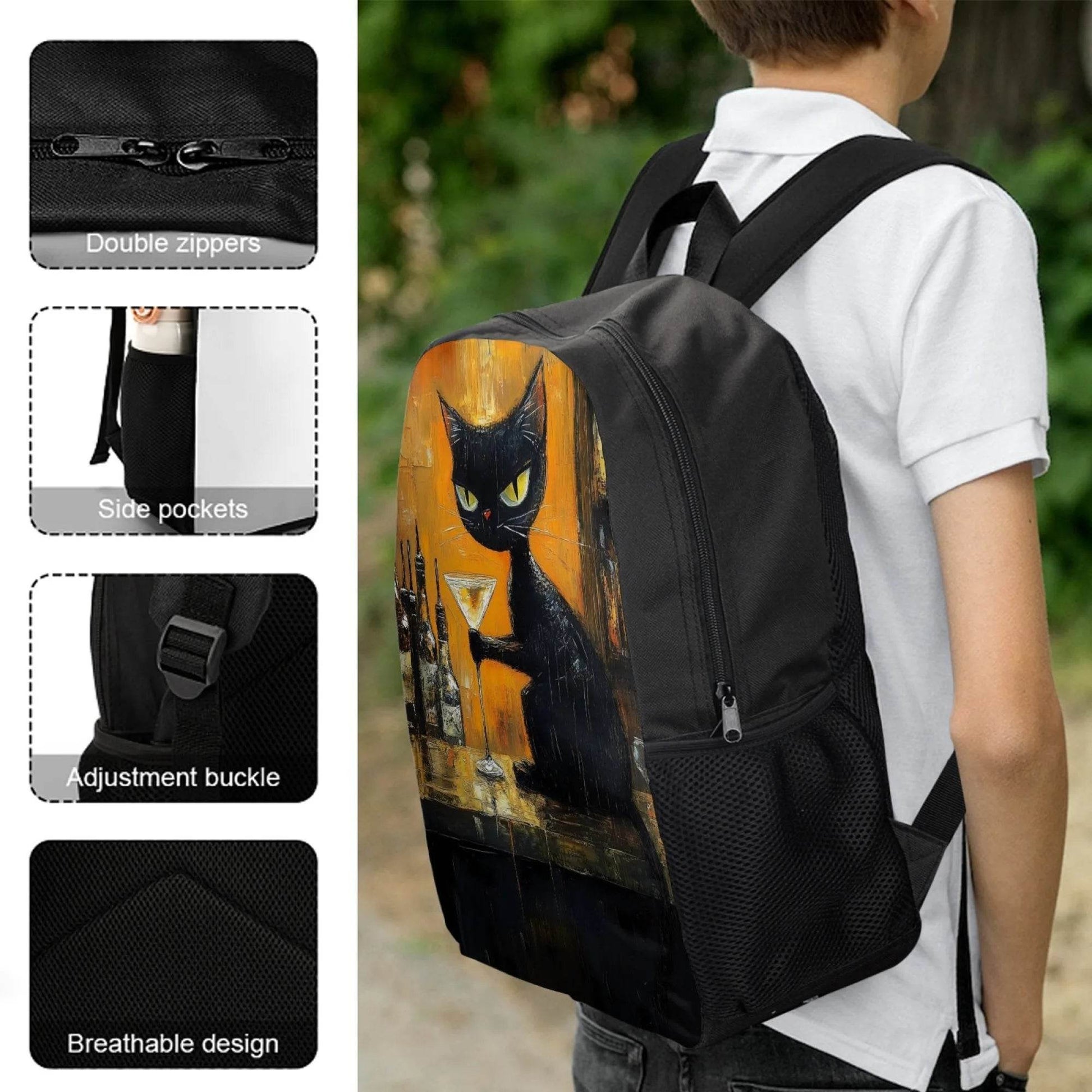 3Pcs Set School Backpack with Front Pocket,Cartoon L-eveling School Bags for Girls Boys,Large Child Backpack - AIAZ