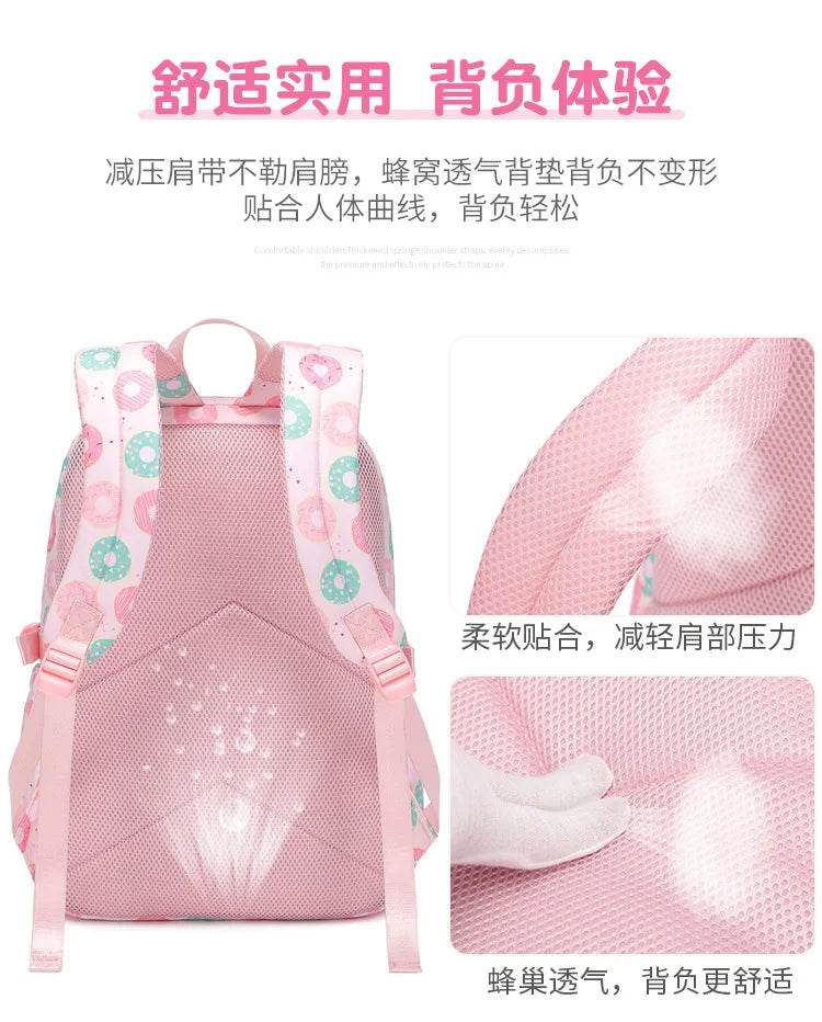 2025 New 3 Pcs Sets Student Schoolbag Girls Fashion Leisure Large Capacity Backpack Junior High School Shoulders Backpack - AIAZ