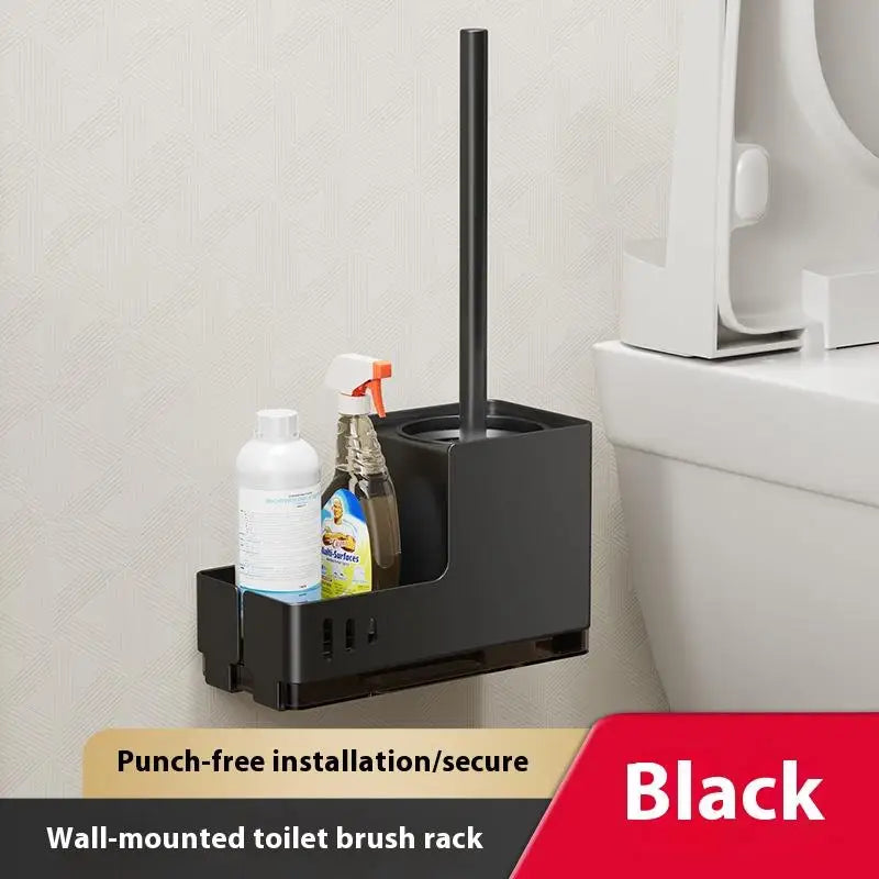 Bathroom Toilet Brush Holder Cleaning Tools Space Aluminum Wall Mounted No Drill Vertical Toilet Brush Bathroom Accessories