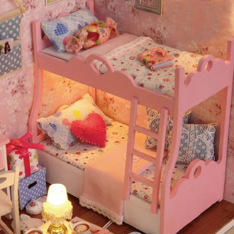 Kitten Mini Doll House 3D Puzzle Assembly Model Building Kit Creative Room Bedroom Decoration With Furniture Wooden Crafts Gifts - AIAZ