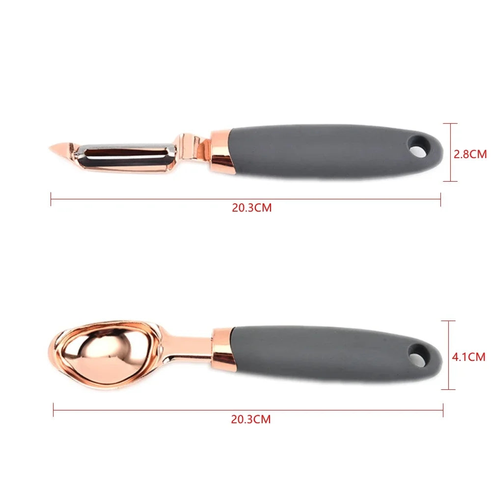 7PCS/Set Stainless Steel Garlic Press Pizza Cutter Kitchen Gadget Set Can Opener Potato Cooking Kitchenware