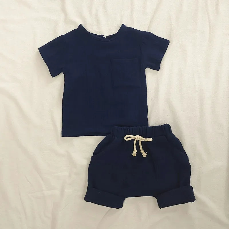 2 Pieces Babies Outfit Set Cotton Newborn Baby Girl Clothes Boys Toddler Romper T-shirts and Shorts Infant Design Soft Clothes