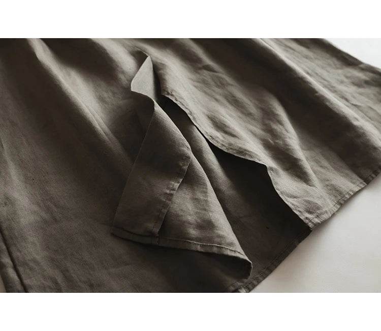 Linen Cotton Sleeveless Long Dress Vintage Slimming A Line Dress For Women Summer Solid O Neck Tank Robe Casual Clothes X1399 - AIAZ