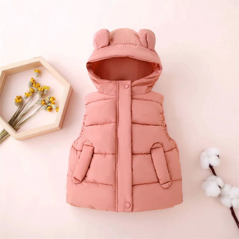 Fashion Boys Girls Hooded Warm Down Vests Autumn Winter Kids Clothing Baby Jacket Waistcoat 2023 New Children Zipper Vests