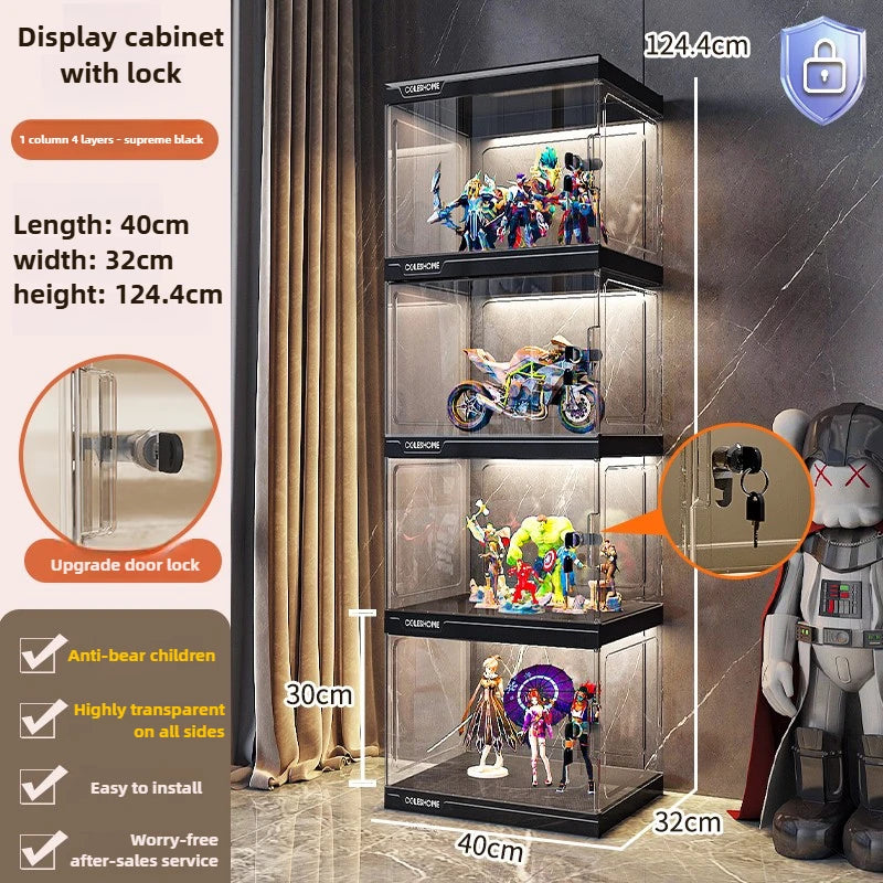 Handmade Display Cabinet, Decorative Model, Building Block Storage Box, Transparent Lego Layered Toy Rack for Household Use