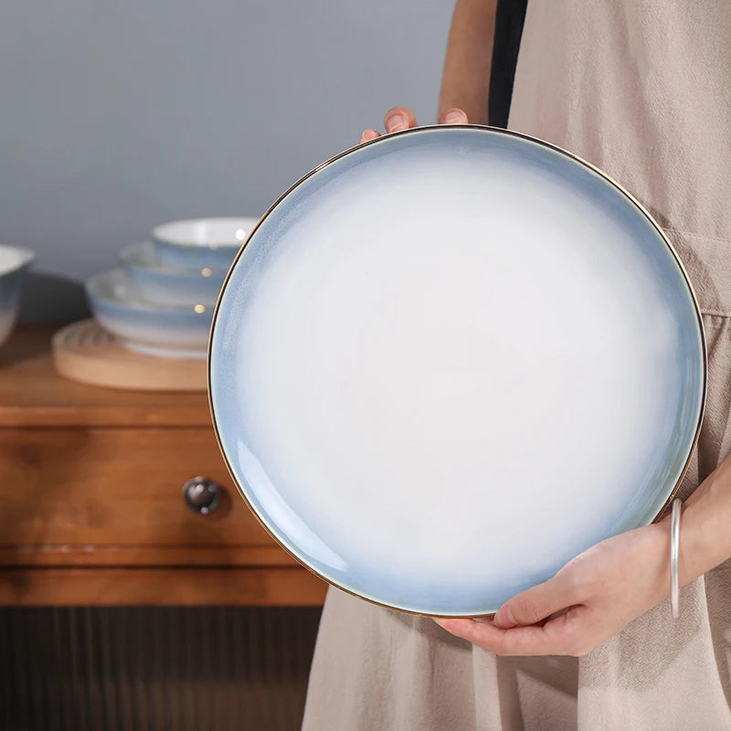 Luxury Ceramic Tableware Sets 24PCS Bone China Cutlery Microwave Dishwasher Safe Durable Elegant Ceramic Plates Dinner Sets