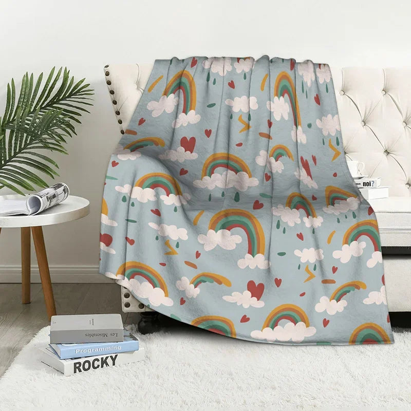 Home decoration plush Throw Sofa blanket Bedspread bed fluffy soft blankets decor Plaid Modern nordic rainbow cute winter
