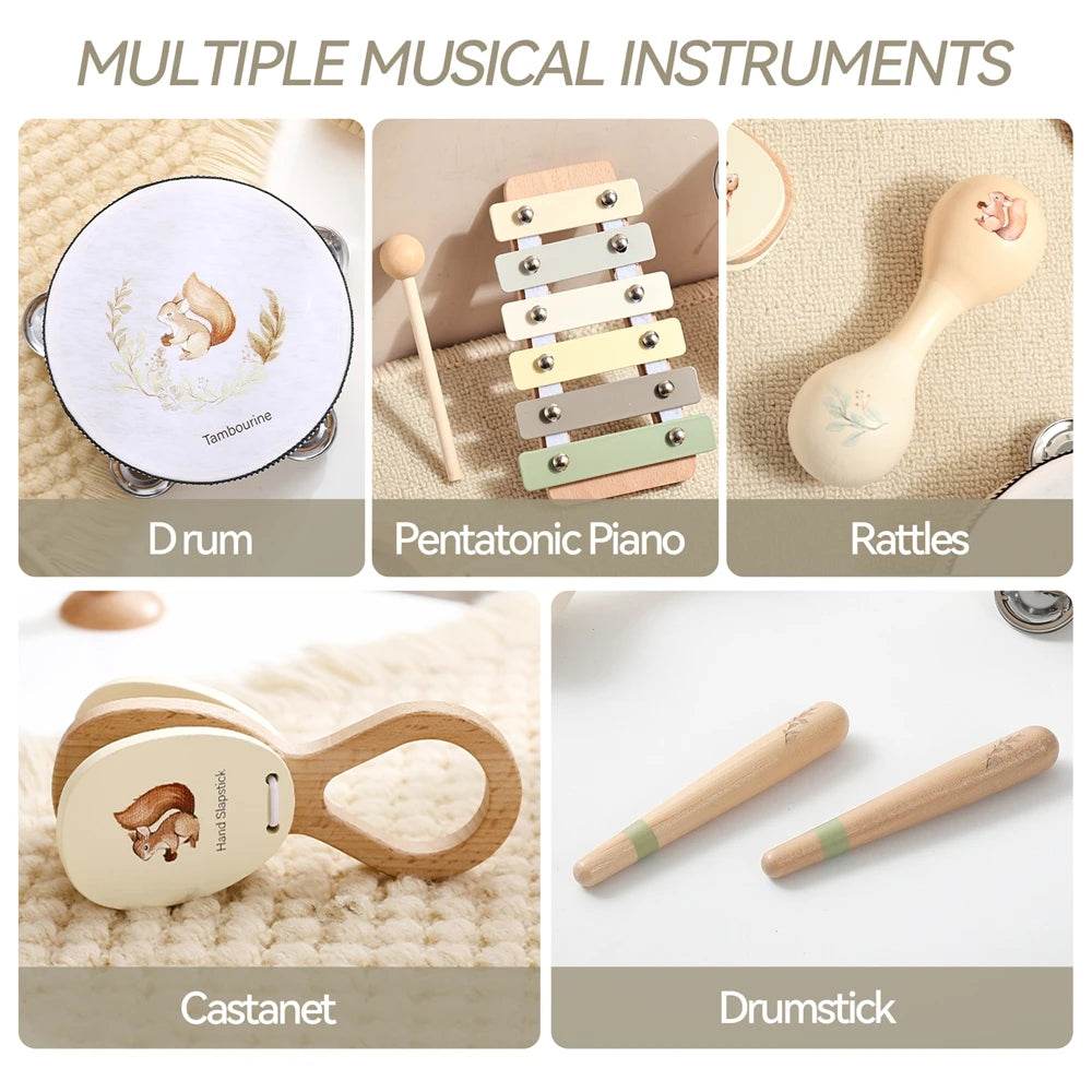 Musical Instruments Montessori Music Baby 0 12 Months Toys Drum Xylophone Kids Early Educational Wooden Instruments Baby Toys - AIAZ
