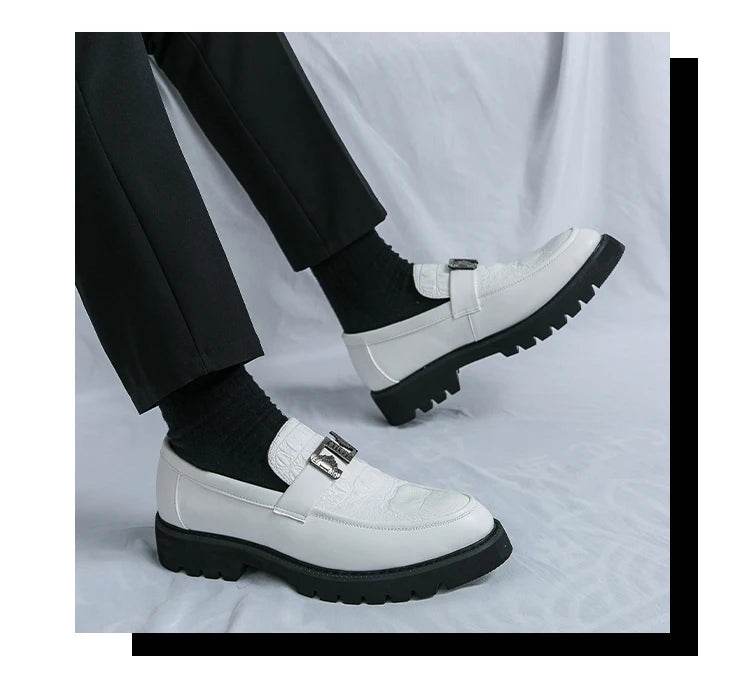 2025 men's party and business loafers, thick-sole men's formal thick-sole shoes, comfortable slip-on fashion casual shoes - AIAZ